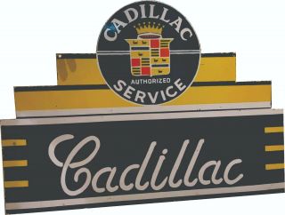 Porcelain Cadillac Enamel Sign Size 36 " X 26 " Inches
