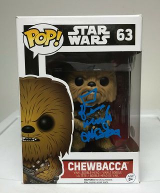 Peter May Signed Funko Pop Vinyl Doll Star Wars Chewbacca Jsa Witnessed Auto