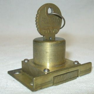 Mills Novelty Co Antique Slot Machine Lock,  Key W/matching Numbers Bell N91970