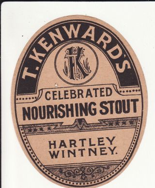 Very Old Uk Brewery Beer Label - T Kenward Hartley Wintney Nourishing Stout