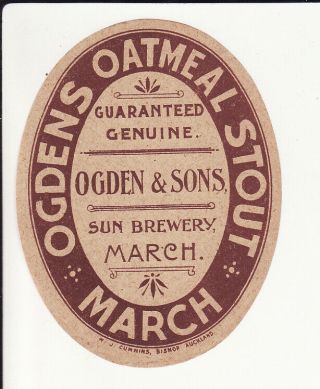 Very Old Uk Brewery Beer Label - Ogden & Sons March Oatmeal Stout