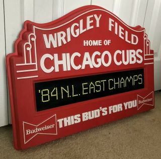 Rare - Chicago Cubs Wrigley Field Budweiser Beer Sign - 1984 Nl East Champs