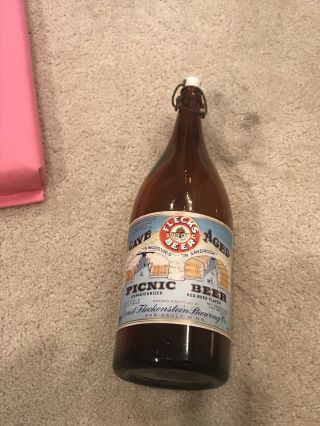 Flecks Beer Bottle Paper Label Old Antique 1940s Picnic Beer Fleckenstein Brewg