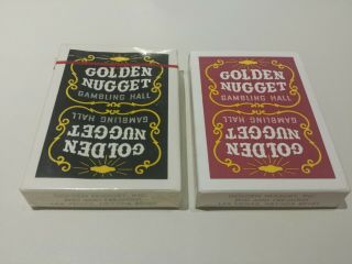 2 Vintage Golden Nugget Gambling Hall Playing Card Decks.  Black & Red