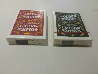 2 Vintage Golden Nugget Gambling Hall Playing Card Decks.  Black & Red 2