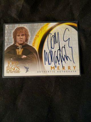 Lord Of The Rings The Two Towers Authentic Autograph Card Dominic Monaghan