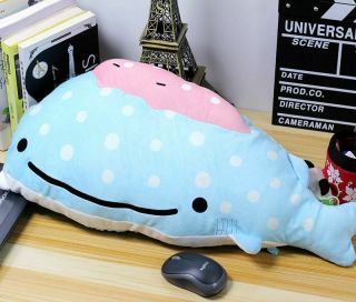 San - X Jinbesan Jinbei Whale Plush Nesting Cushion Stuffed With Stingray Smile