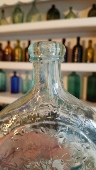 Pint Aqua Open Pontil Summer Winter Historical Flask GX - 15 3