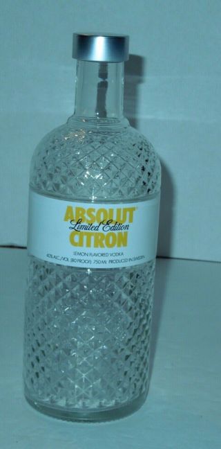 Absolut Vodka Bottle " Citron " Crystal Cut Limited Edition 750ml Empty