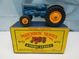 Matchbox/ Lesney 72a Fordson Tractor Blue / Yellow Wheels Front & Rear Boxed