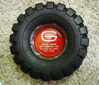 Vtg General Tire Ld 250 Rubber Ash Tray W/ Glass Insert Linder Traverse City Mi