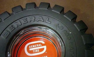 Vtg General Tire LD 250 Rubber Ash Tray W/ Glass Insert Linder Traverse City MI 2