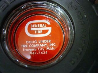 Vtg General Tire LD 250 Rubber Ash Tray W/ Glass Insert Linder Traverse City MI 3
