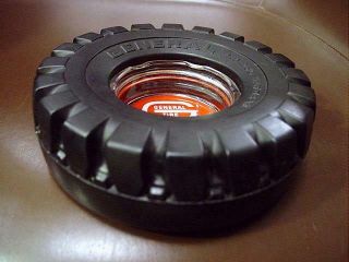Vtg General Tire LD 250 Rubber Ash Tray W/ Glass Insert Linder Traverse City MI 4