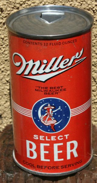 1935 Miller Select Beer Opening Instructional Top Beer Can Milwaukee,  Wisconsin