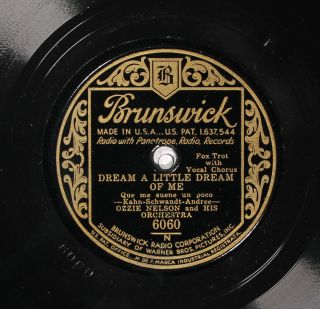 Ozzie Nelson And His Orchestra Brunswick 6060 E,  Pre War Jazz / Dance Band 78