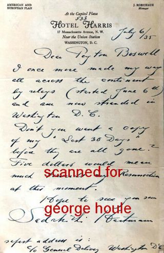 Sadakichi Hartmann - Letter - Signed - Thief Of Bagdad - Douglas Fairbanks