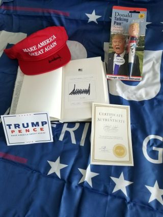 President Donald J Trump Signed Make America Great Again Hat And Book Loa