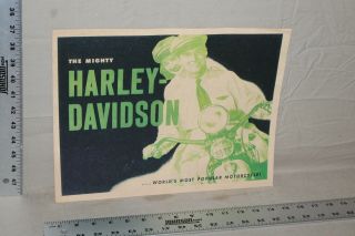 Rare 1940s The Mighty Harley Davidson Motorcycle Dealer Display Sign Man Women
