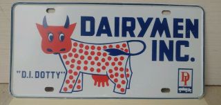 Vintage Dairymen Inc.  Dairy Milk Cow D.  I.  Dotty Advertising License Plate Topper