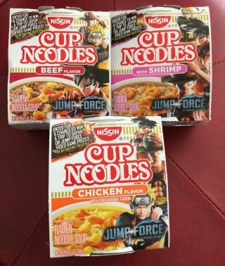 Nissin Cup Noodles Shrimp Flavor Jump Force Game Naruto One Piece Dbz - Complete