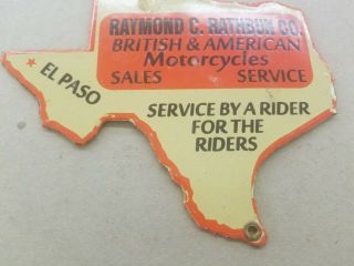 Elpaso Texas British American Motorcycles Sales Service Porcelain Sign Harley 3