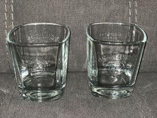 Jack Daniels Tennessee Whisky Old No.  7 Set Of 2 Lowball Rocks Square Glasses