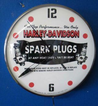 Pam Style Advertising Lighted Clock Harley Davidson Spark Plugs