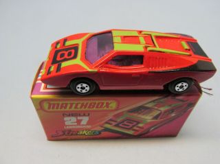 Matchbox Superfast 27b Lamborghini Countach Red / Purple Windows / Gray Int