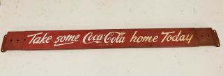 Tin Coca Cola Door Push Adjustable Soda Pop Country Store Service Gas