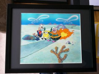 Nickelodeon Spongebob Framed Animation Art Key Master Background Cel Set Up F2
