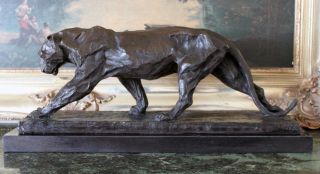 Jaguar Panther Leopard Cougar Big Cat Car Collector Bronze Marble Statue Gift