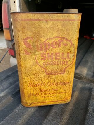 Rare Shell Gasoline Can Oil Cans Model A Reserve Tank Slim