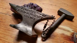 Antique Drug Store Advertising Collectable,  Cast Iron Anvil And Hammer