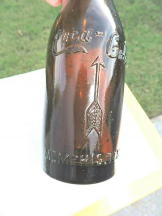 Rare Straight Side Coca Cola Amber Bottle " Memphis,  Tenn.   "