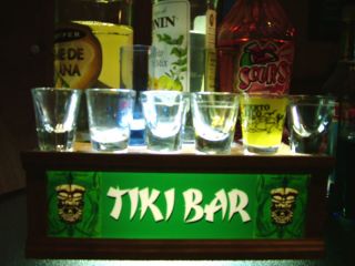 (remote Control) Lighted Tiki Bar Shot Glass / Liquor Bottle Display Shelf