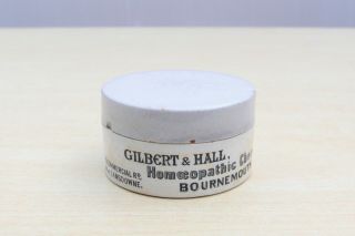 Vintage C1900 Gilbert & Hall Homeopathic Chemists Bournemouth Potlid & Base Pot