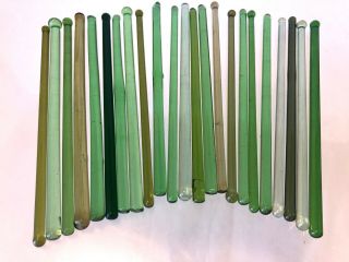 Vtg (1940s - 1950s) Shades Of Green Glass Swizzle Sticks 23pcs Cocktail Stirrers