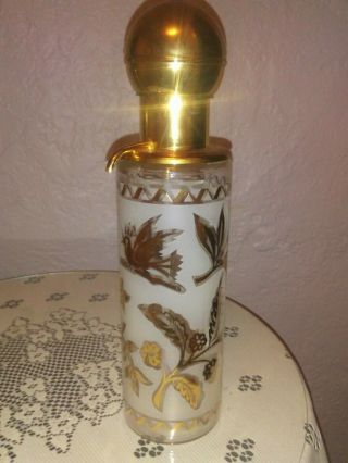 Vintage Mid Century Liquor Decanter Pump With 6 Shot Glasses Gold Inlay 8