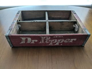 Vintage Dr.  Pepper Wooden Crate 4 6 Pack Slots