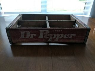 Vintage Dr.  Pepper Wooden Crate 4 6 Pack Slots 4