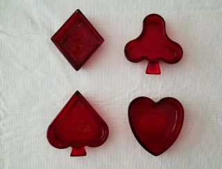 Coca Cola Red Glass Ashtrays Complete Set (all Four) Htf 1950 