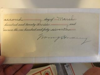 Warren G Harding Signed Cut Certificate As President 2