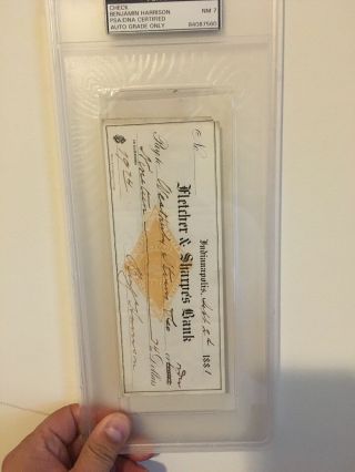 Benjamin Harrison Signed Check Psa Dna Authentic