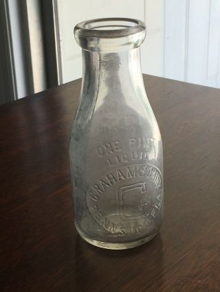 Rare One Pint Milk Bottle Graham 