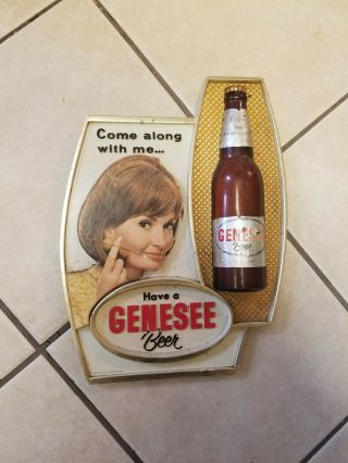 Vintage Genesee Beer Sign With Woman Retro Pub Rare Find