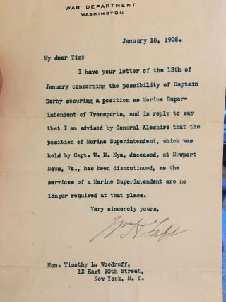 William Howard Taft Signed Letter