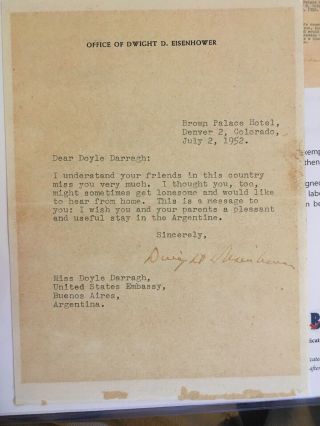 Dwight Eisenhower Signed Letter On Campaign Trail.  Beckett Authenticated.