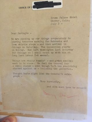 Dwight Eisenhower Signed Letter On Campaign Trail.  Beckett Authenticated. 4