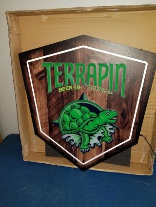 (l@@k) Terrapin Beer Company Athens Georgia Led Light Up Sign Turtle Mib